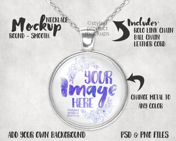 Download Round Pendant With Glass Cabochon Mockup Add Your Own Image Etsy