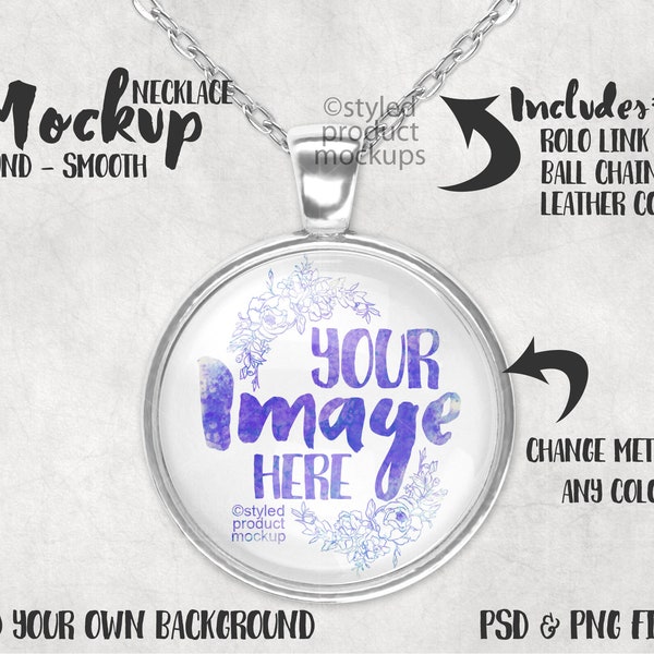 Round pendant with glass cabochon mockup | Add your own image and background