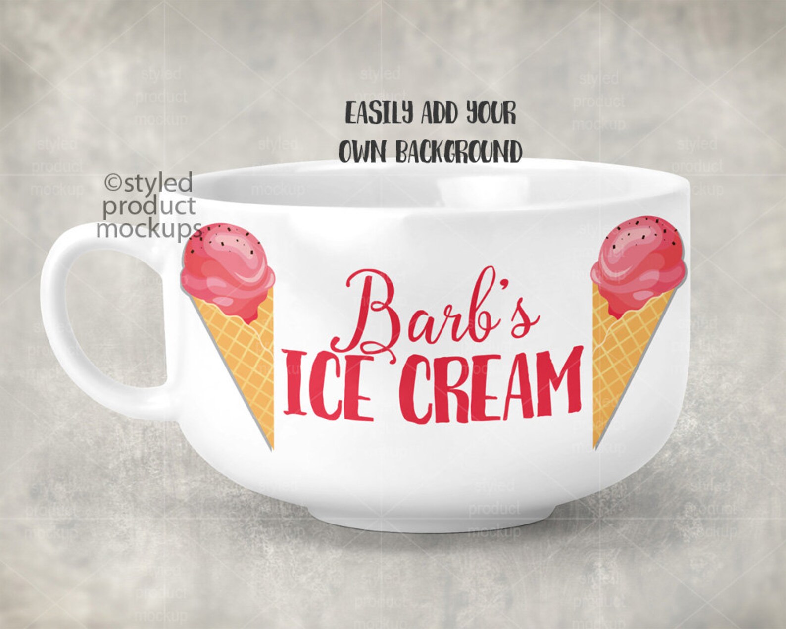 Dye Sublimation Chili or Ice Cream Bowl Mockup Template Add Etsy