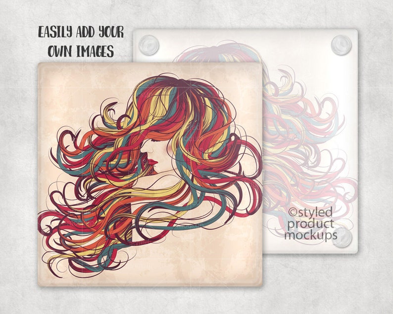 Download Square glass sublimation coaster mockup with front and ...