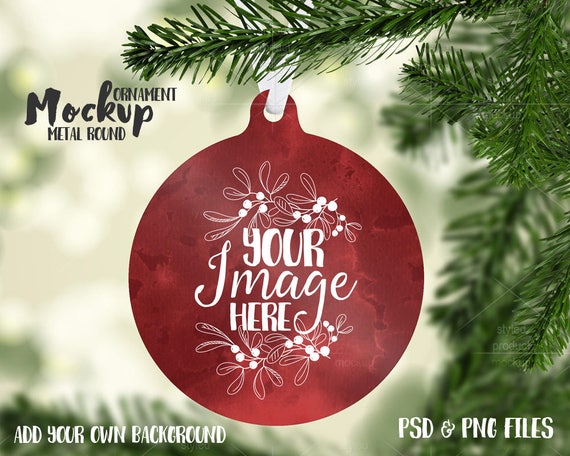 Download Round Christmas Ornament Mockup Template Add Your Own Image Etsy