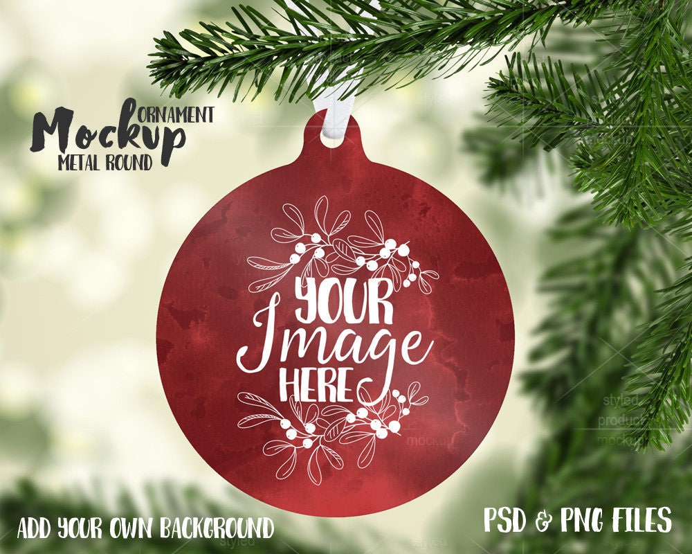 Download Round Christmas ornament mockup template Add your own Image | Etsy