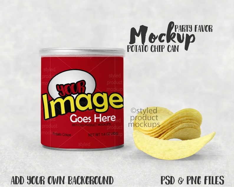 Download Party favor potato chip can tube label mockup Add your own | Etsy