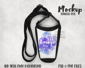 Dye sublimation tumbler tote holder Mockup | Add your own image and background