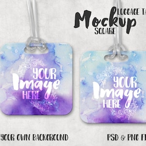 Square Luggage Tag mockup template | Bag Tag Template | Briefcase Tag Template | Digital Download | Stock Photography