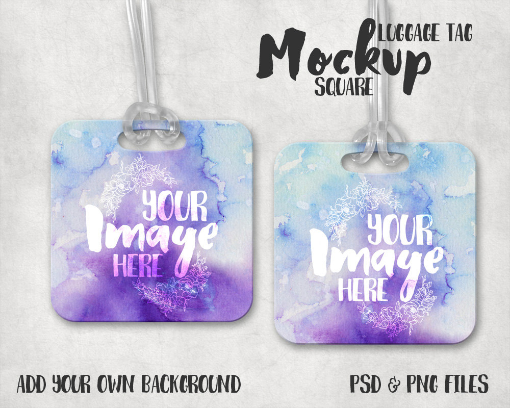 Download Square Luggage Tag mockup template Bag Tag Template | Etsy
