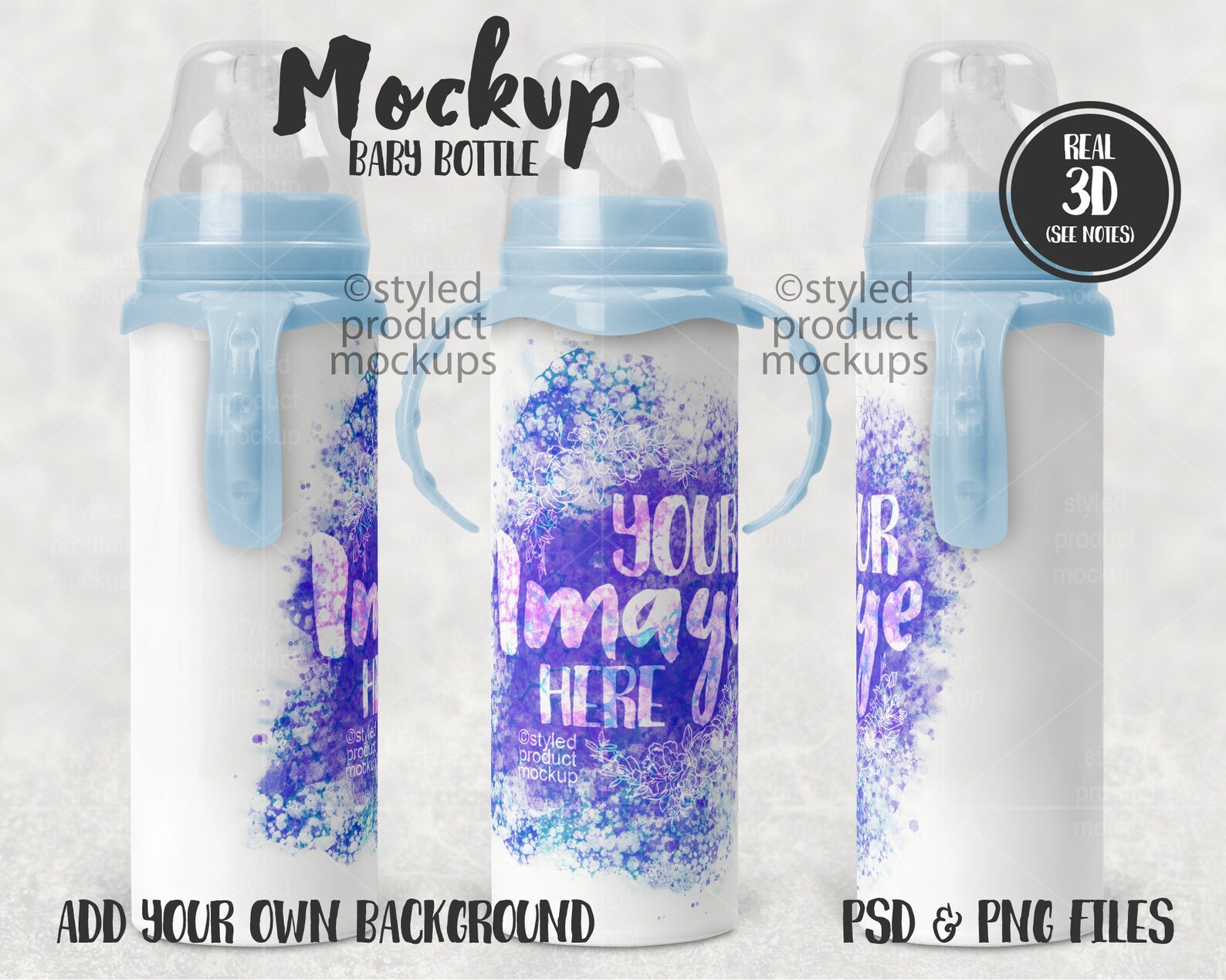 Dye sublimation baby bottle Mockup Add your own image and Etsy