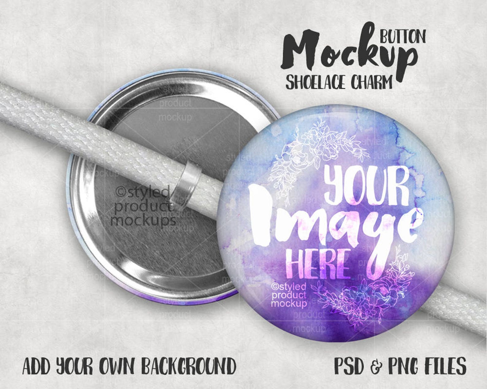 Button Shoelace Charm Mockup Template Shoelace Button Mockup Etsy