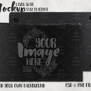 Laser ets leisteen placemat Mockup | Voeg uw eigen afbeelding en achtergrond toe