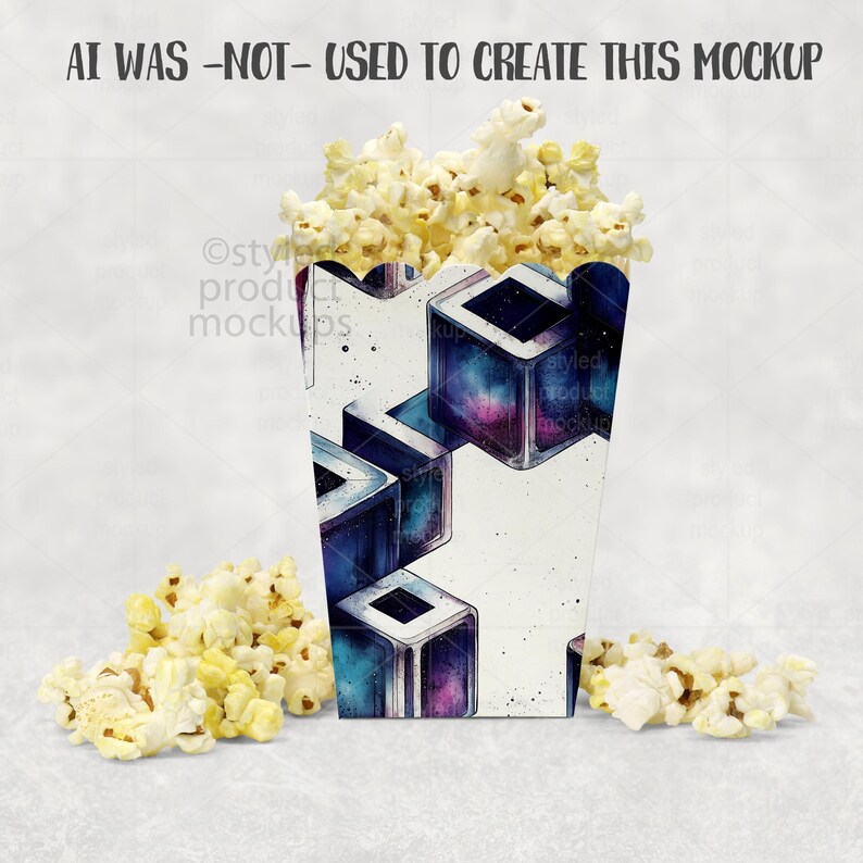 Party Favor Popcorn Box Mockup | PSD Smart Object, PNG, EPS & Canva Frame image 7