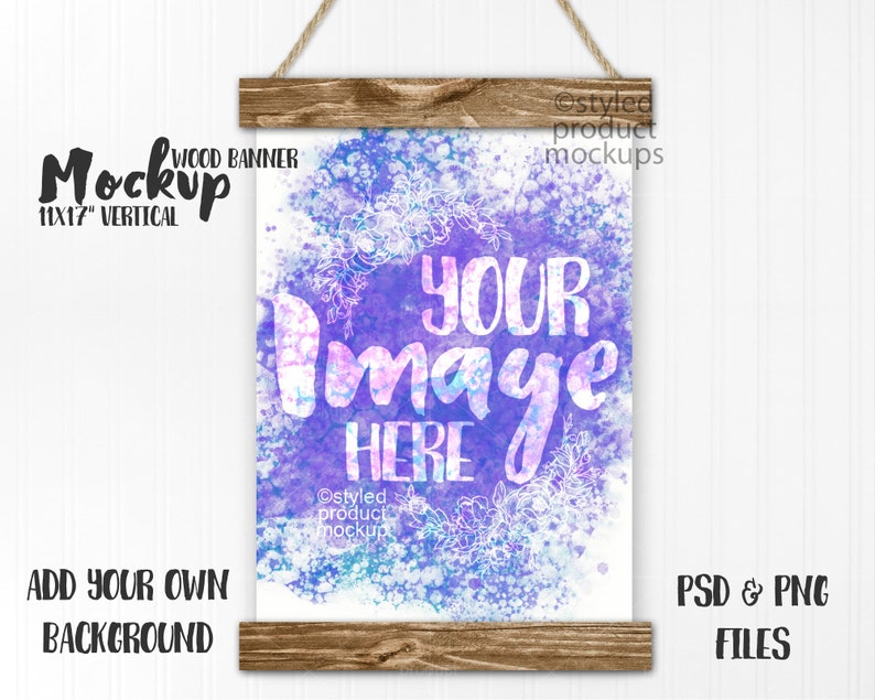 Wood Slat Hanger With 11x17 Vertical Canvas Mockup Add Your Etsy