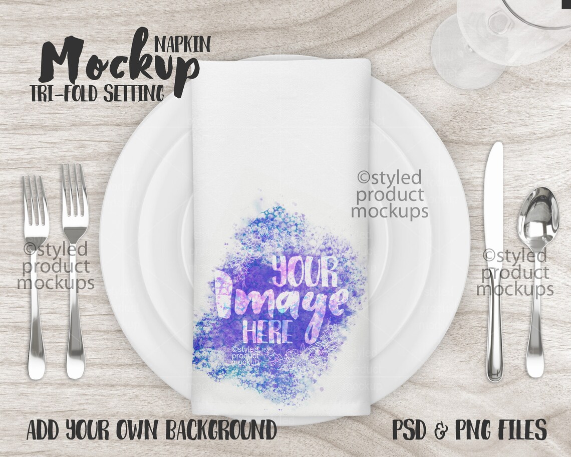 Dye Sublimation Folded Napkin on Place Setting Mockup Add Etsy