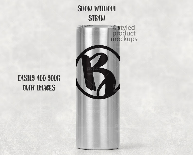 Download 20 oz Stainless Steel skinny tumbler Mockup Add your own ...