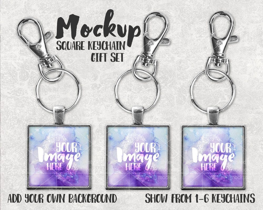 Download Square Bezel Setting Key Chain Mockup Template Key Chain Etsy