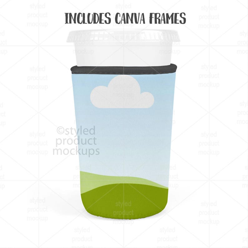 Medium Iced Coffee Sleeve Mockup (PSD, Canva, PNG) image 4