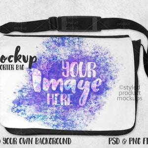 Dye Sublimation große Reporter Umhängetasche Mockup | Fügen Sie Ihr eigenes Bild und Hintergrund hinzu