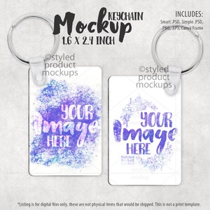 Dye sublimation double sided rectangle keychain Mockup | Add your own image and background