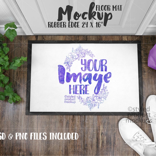 Dye sublimation floor mat scene mockup | Add your own image