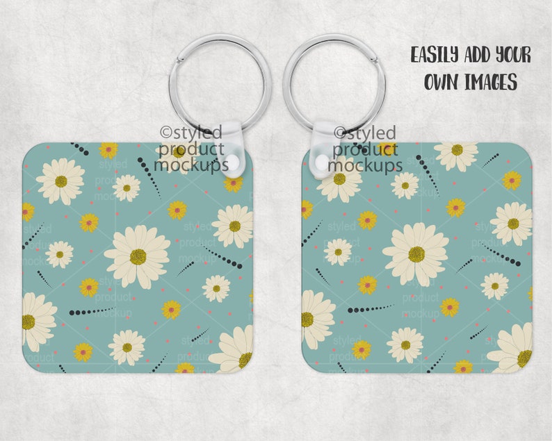 Download Dye sublimation double sided square keychain Mockup Add your | Etsy
