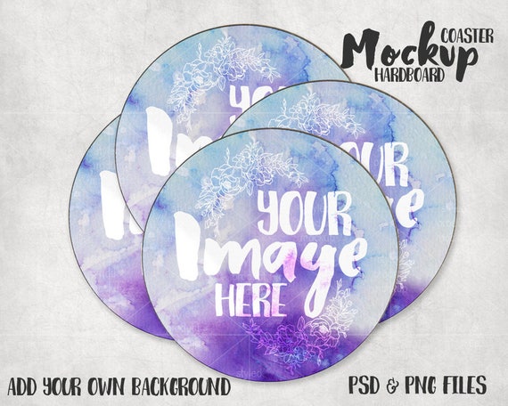 Download Hardboard Round Coaster Mockup Template Add Your Own Image Etsy