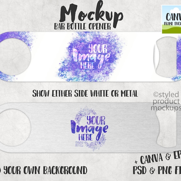 Dye sublimation bar bottle opener Mockup | Add your own image and background