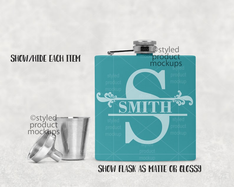 Download Dye sublimation color coated hip flask gift set mockup Add | Etsy