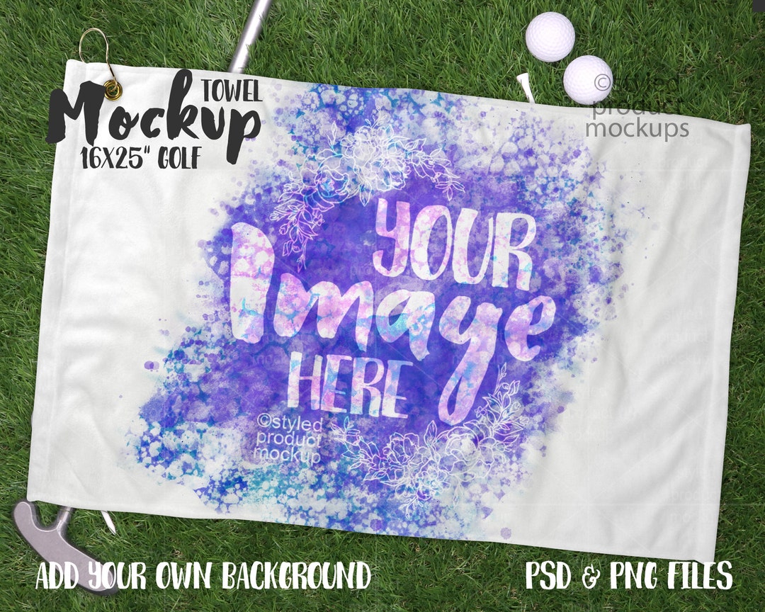 Dye Sublimation 16x25 Golf Towel Mockup Add Your Own Image and Background Etsy