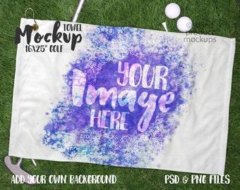 Dye sublimation 16x25 golf towel Mockup | Add your own image and background