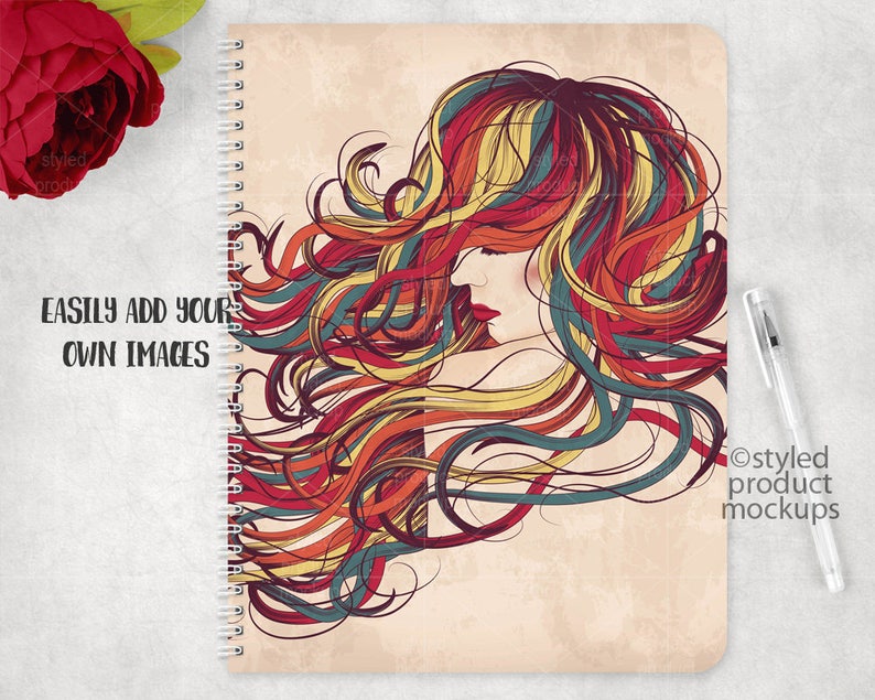 Download Spiral bound Wire-O notebook template mockup Add your own | Etsy