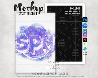 Rectangle shaped 2X3 inch vertical magnet Mockup | Add your own image and background