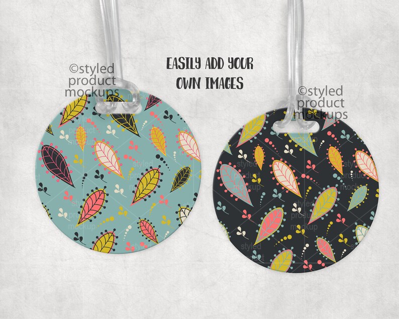 Download Dye sublimation round luggage tag mockup Add your own ...