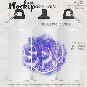 Dye sublimation 600ml / 20oz bottle Mockup | Add your own image and background