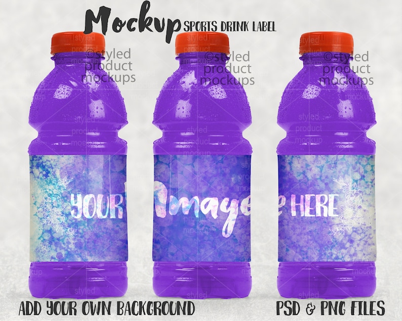 Download Sports drink bottle label mockup template Add your own ...