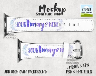 Dye sublimation smart watch band mockup | Add your own image and background | Canva frame mockup