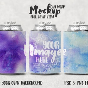 May include: Three can coolers with different watercolour designs. The centre cooler has a white floral design with the text "Your Name Here".