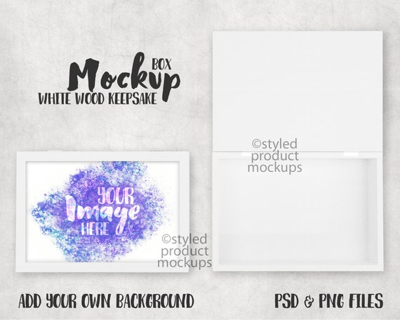 Dye sublimation white coated wood keepsake box Mockup | Add your own image and background