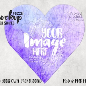 Sublimation heart shaped puzzle Mockup Template | Add your own image and background