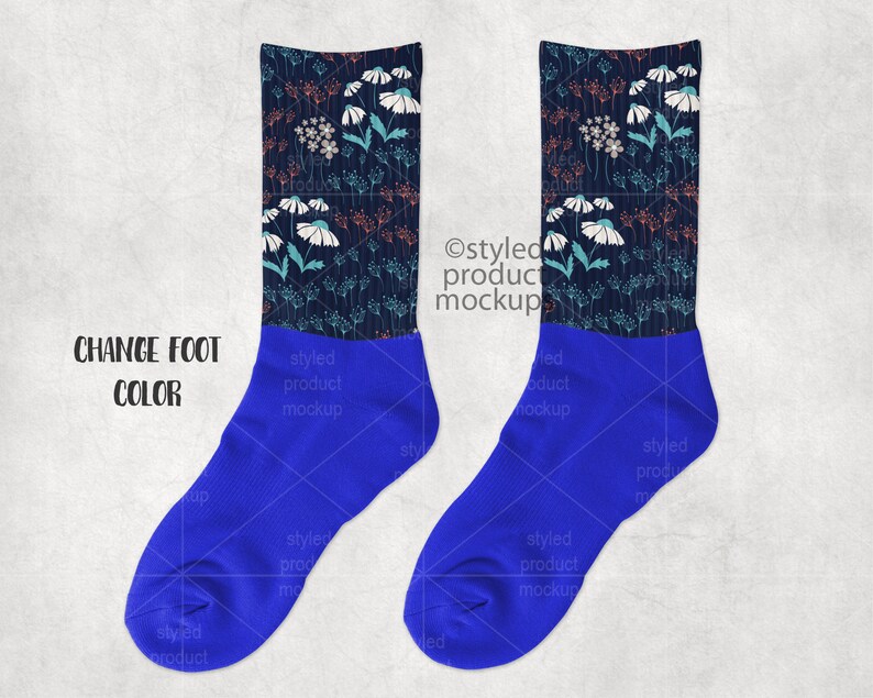 Download Dye sublimation crew sock with color foot mockup Add your ...