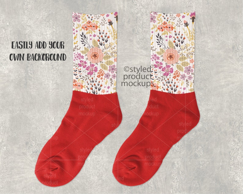 Download Dye sublimation crew sock with color foot mockup Add your ...