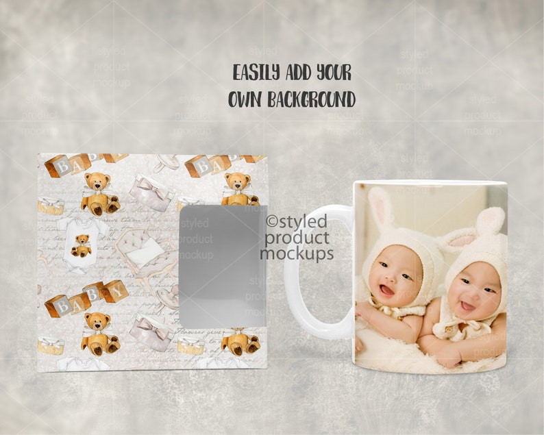 Download Dye sublimation 11 oz coffee mug with gift box mockup Add ...