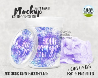 Cotton candy tub label party favor Mockup | Add your own image and background | Canva frame mockup