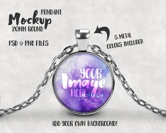 round 20 mm pendant template mockup with rolo chain add your etsy
