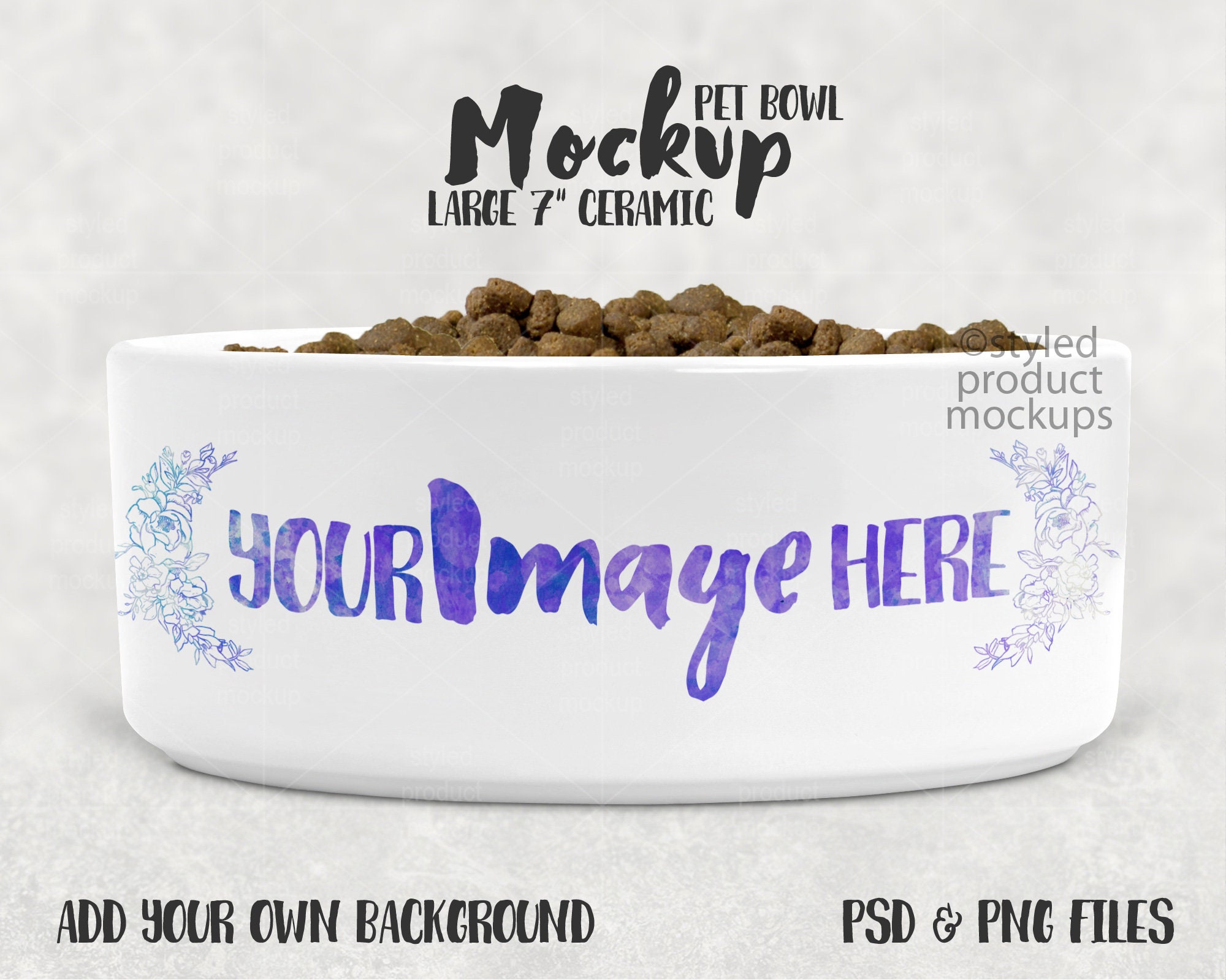 Dye Sublimation Large Ceramic Pet Bowl Mockup Add Your Own Etsy