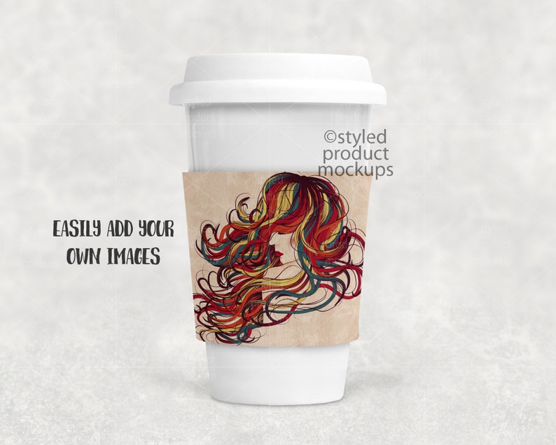 Download Dye sublimation travel coffee cup sleeve mockup Add your own | Etsy