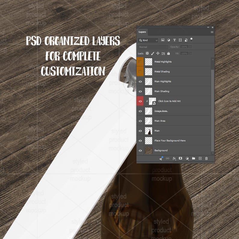 Mockup för flasköppnare i pubstil | Verktyg för ölflaskbar (PSD, Canva, PNG) bild 8