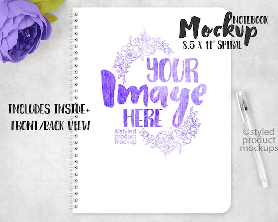 Spiral Bound Wire O Notebook Template Mockup Add Your Own Etsy