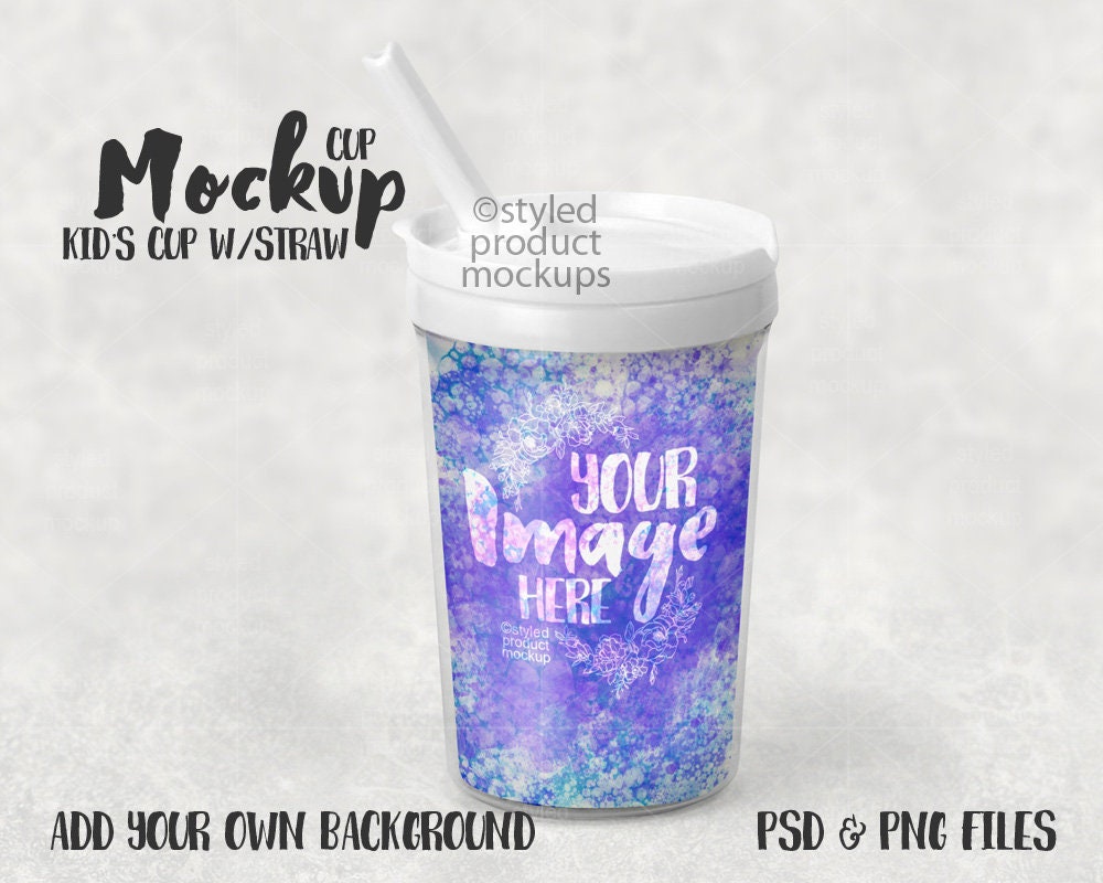 Download Kids Tumbler With Straw Mockup Template Add Your Own Image Etsy