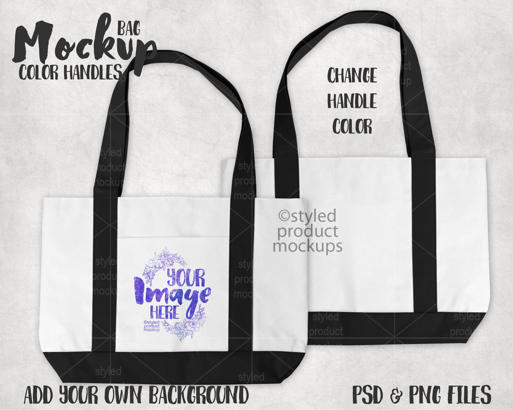 Dye Sublimation Tote Bag With Color Handle and Base Mockup Etsy