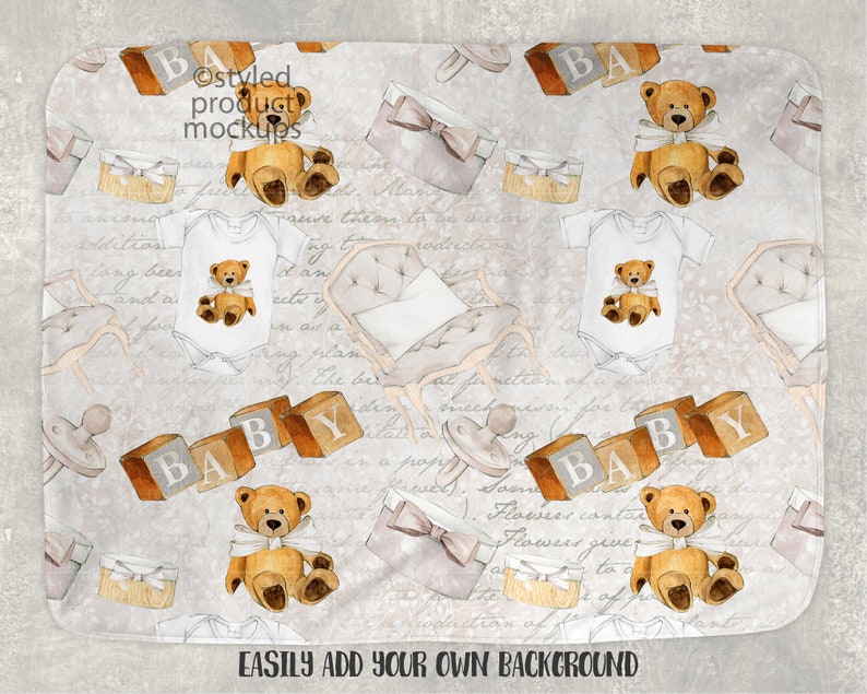 Dye sublimation fleece baby blanket mockup Add your own image and background image 3