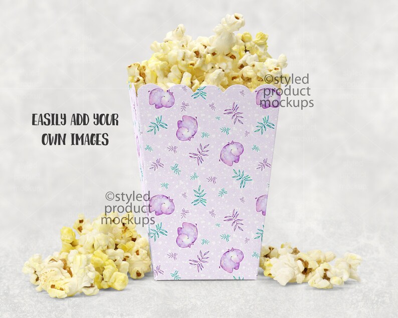 Popcorn Box Party Favor Mockup Add Your Own Image and Etsy